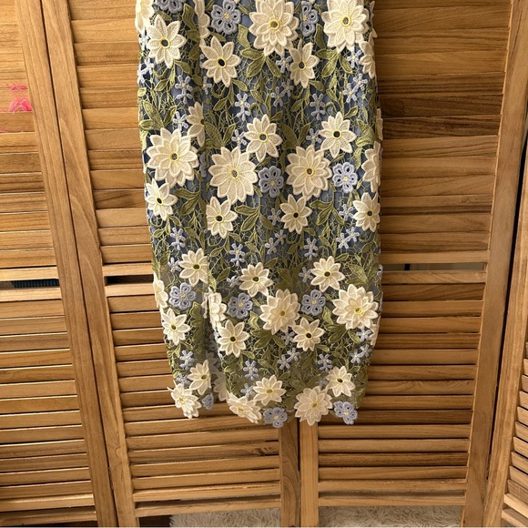 Dress the Population Blue and White Floral Pencil Skirt Ellina Dress size M - Picture 6 of 7